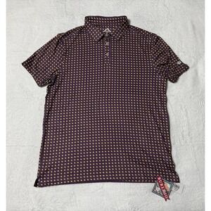 NWT Burlebo Performance Polo Shirt Mens Medium Purple Yellow Texas AOP Prin